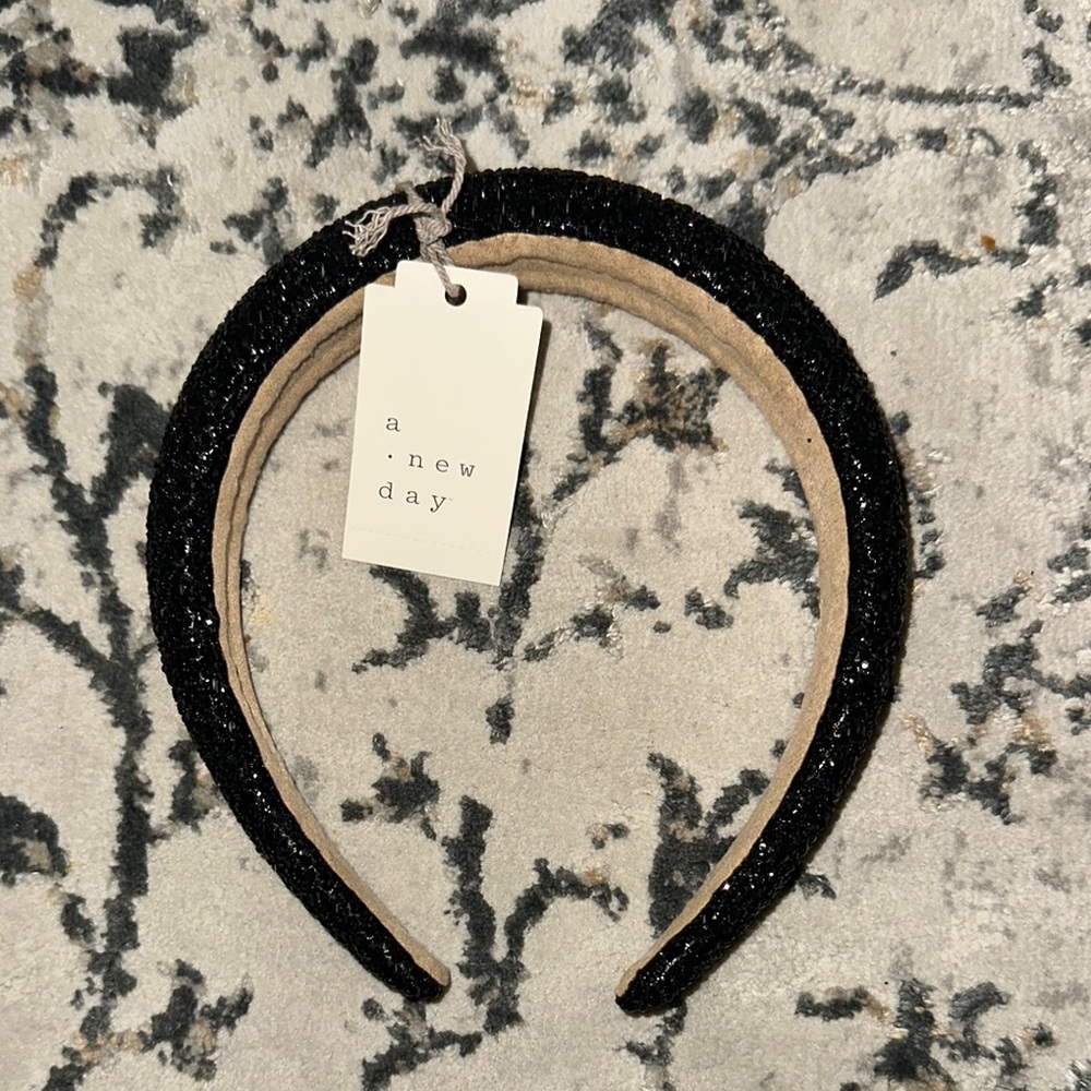 A New Day Black Beaded Headband